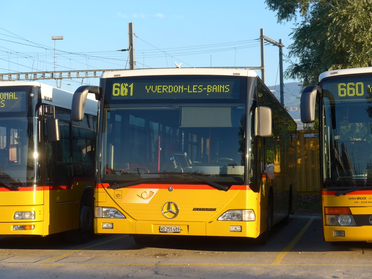 (173'067) - CarPostal Ouest - VD 255'489 - Mercedes am 16. Juli 2016 in Yverdon, Garage