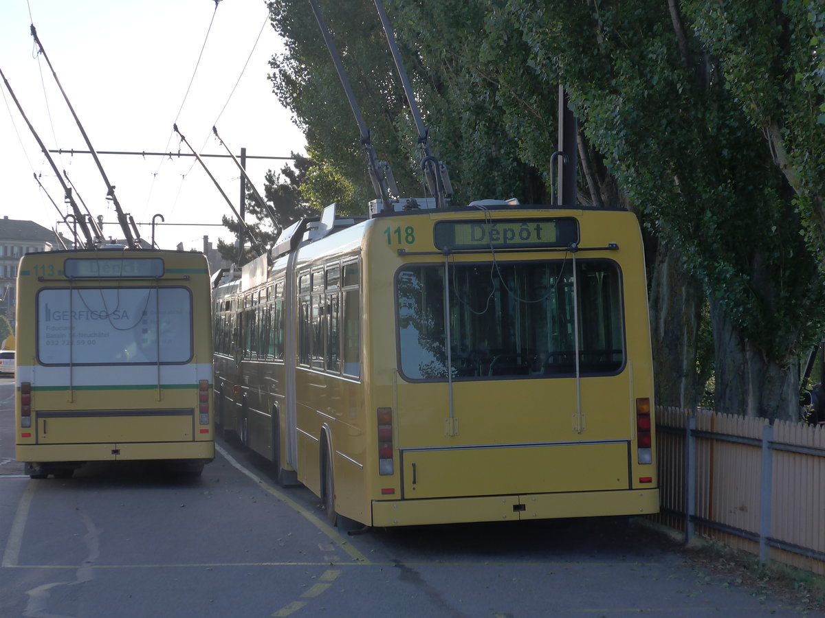 (173'097) - transN, La Chaux-de-Fonds - Nr. 118 - NAW/Hess Gelenktrolleybus (ex TN Neuch�tel Nr. 118) am 17. Juli 2016 in Neuch�tel, D�p�t