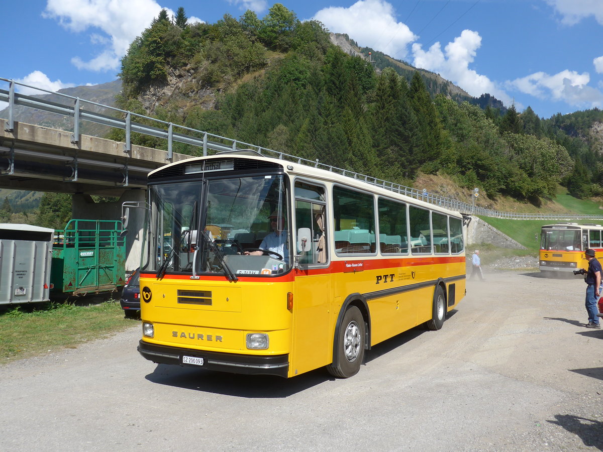 (174'763) - Inkamp, Altendorf - SZ 200'093 - Saurer/Tscher (ex Koch, Giswil; ex Selfors, Meiringen; ex P 24'236) am 10. September 2016 in Campo, Saurertreffen