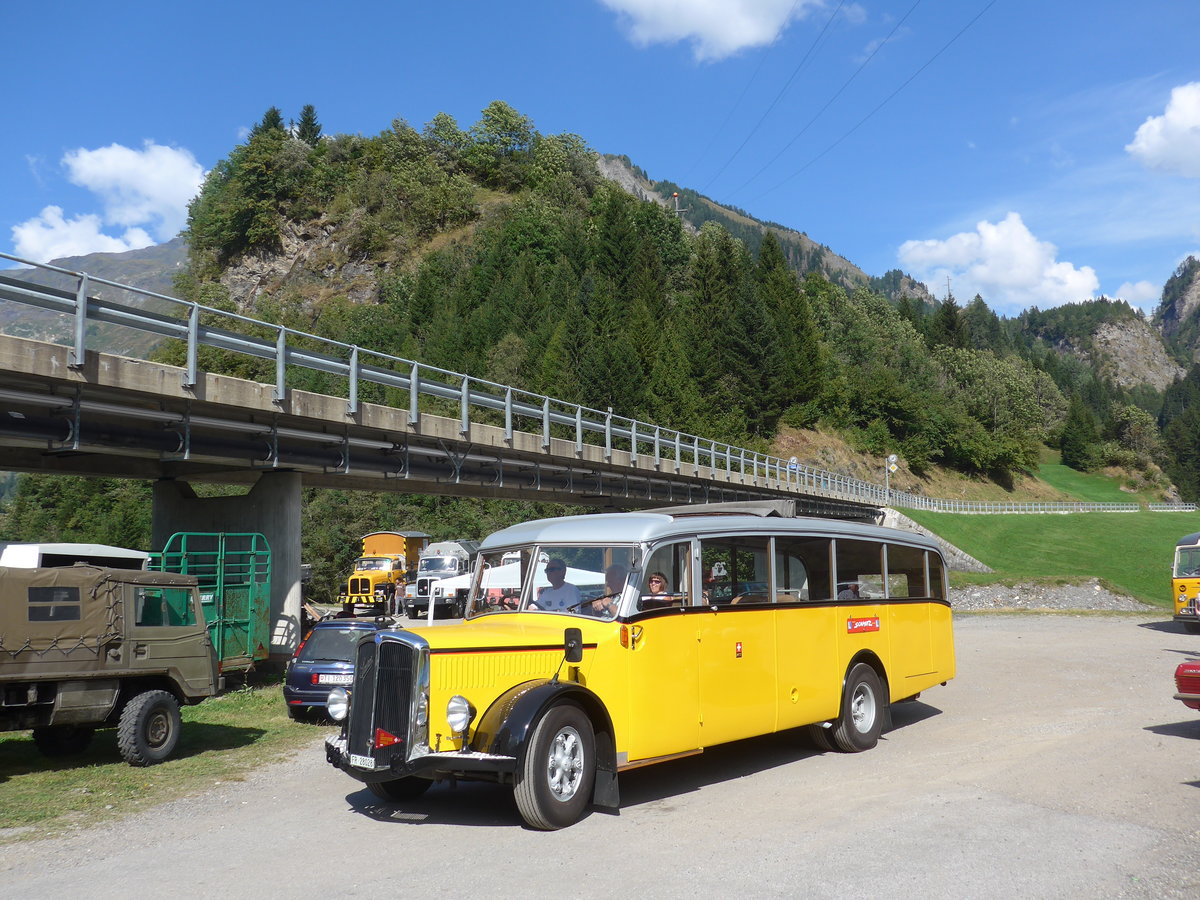 (174'788) - Schmutz, Vaulruz - FR 28'028 - Saurer/Saurer (ex Nestl; ex P 23'019; ex P 2044) am 10. September 2016 in Campo, Saurertreffen