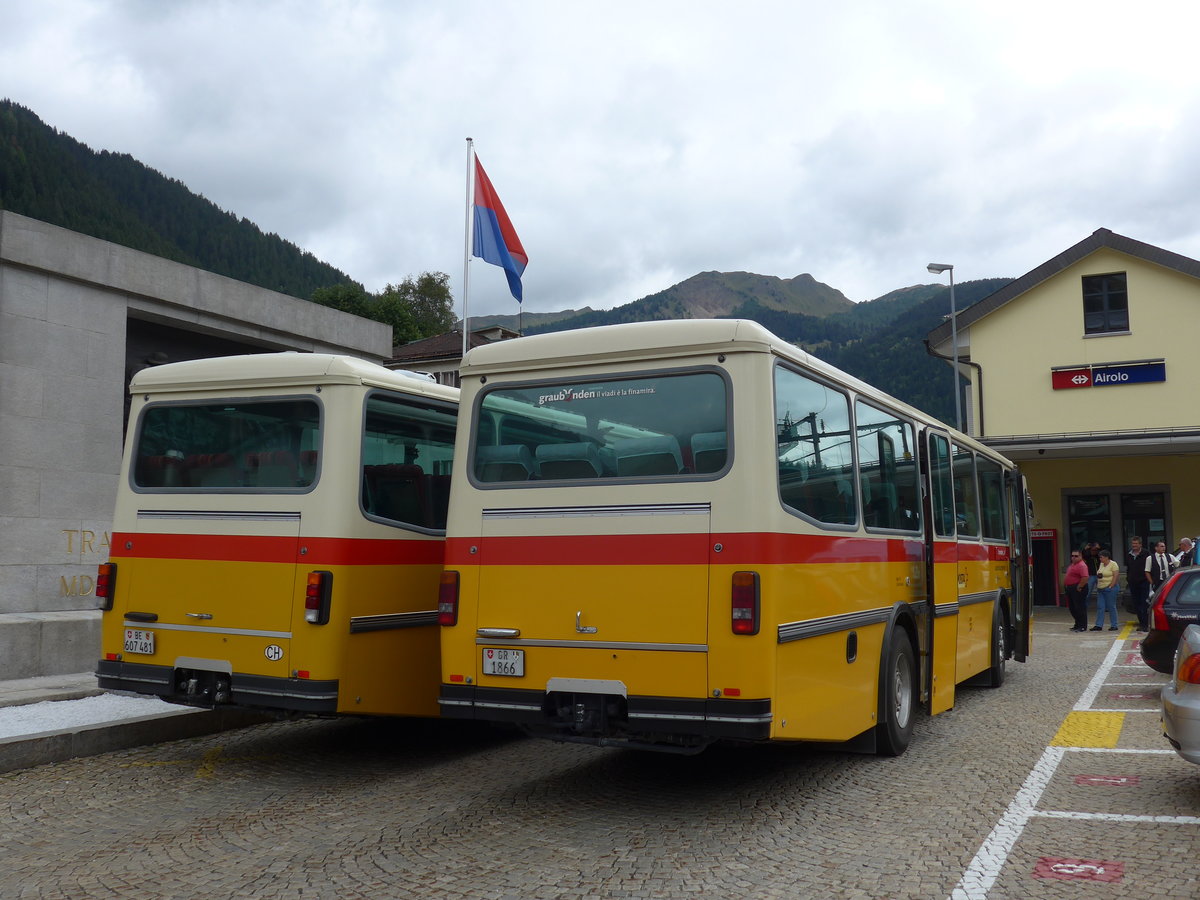 (174'980) - Mark, Andeer - GR 1866 - Saurer/R&J (ex PostAuto Graub�nden; ex P 24'350) am 18. September 2016 beim Bahnhof Airolo