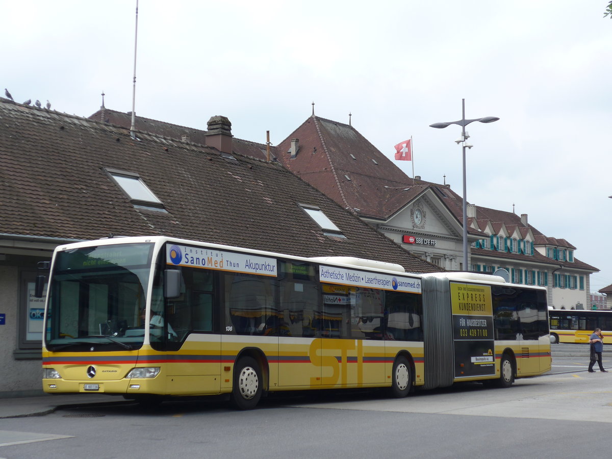 (175'064) - STI Thun - Nr. 136/BE 801'136 - Mercedes am 21. September 2016 beim Bahnhof Thun