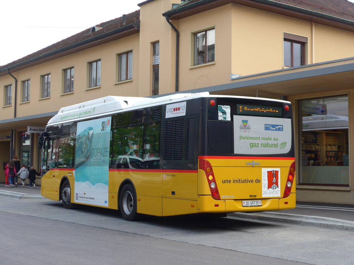 (175'522) - CarPostal Ouest - Nr. 11/JU 49'735 - Van Hool am 7. Oktober 2016 beim Bahnhof Del�mont