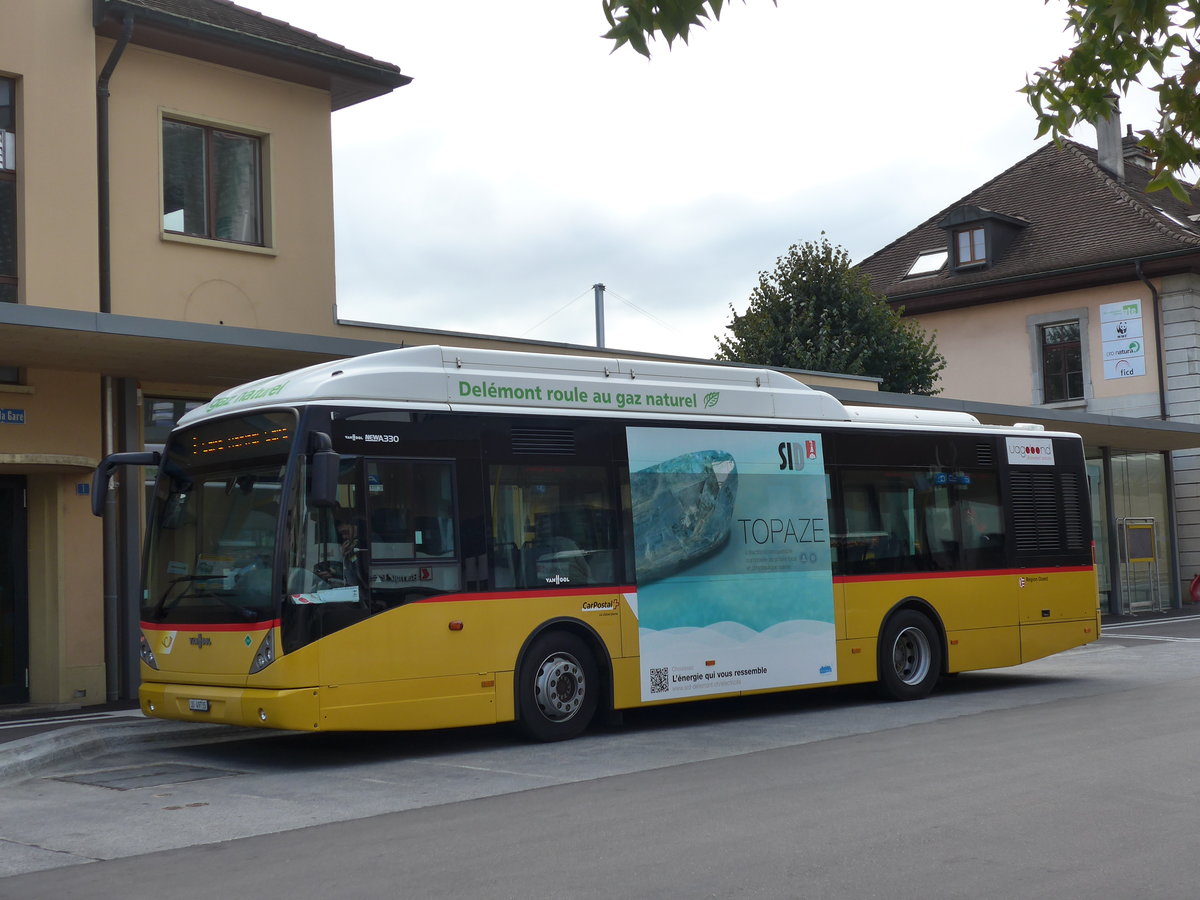 (175'523) - CarPostal Ouest - Nr. 11/JU 49'735 - Van Hool am 7. Oktober 2016 beim Bahnhof Del�mont