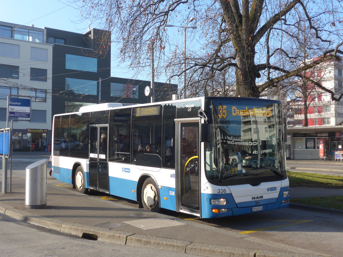 (176'915) - VBZ Z�rich - Nr. 336/ZH 548'336 - MAN/G�ppel am 6. Dezember 2016 in Z�rich, Farbhof