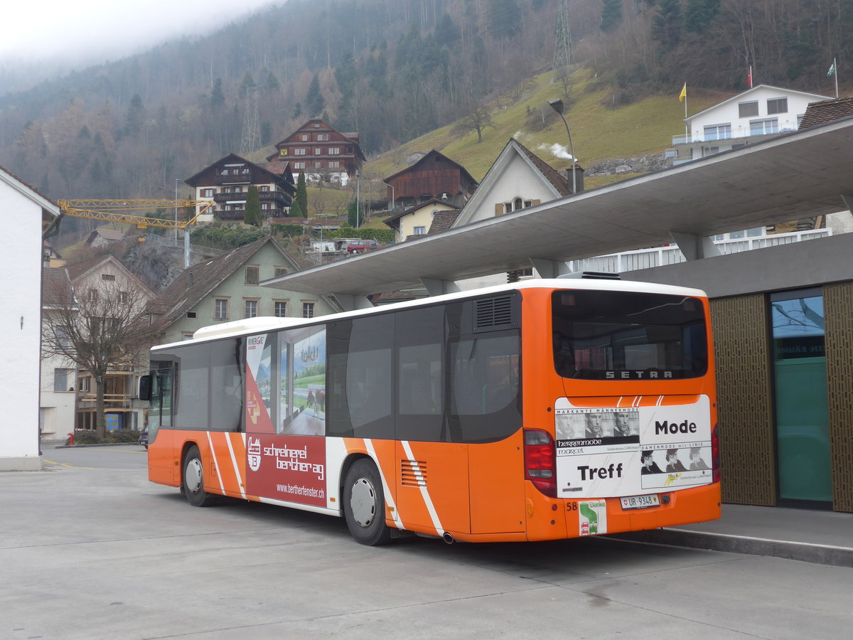 (177'476) - AAGU Altdorf - Nr. 58/UR 9348 - Setra am 30. Dezember 2016 in Fl�elen, Hauptplatz
