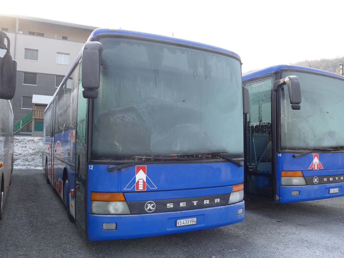 (177'573) - TPC Aigle - Nr. 12/VS 433'994 - Setra (ex Nr. 5; ex AOMC Aigle Nr. 5) am 2. Januar 2017 in Monthey, Garage