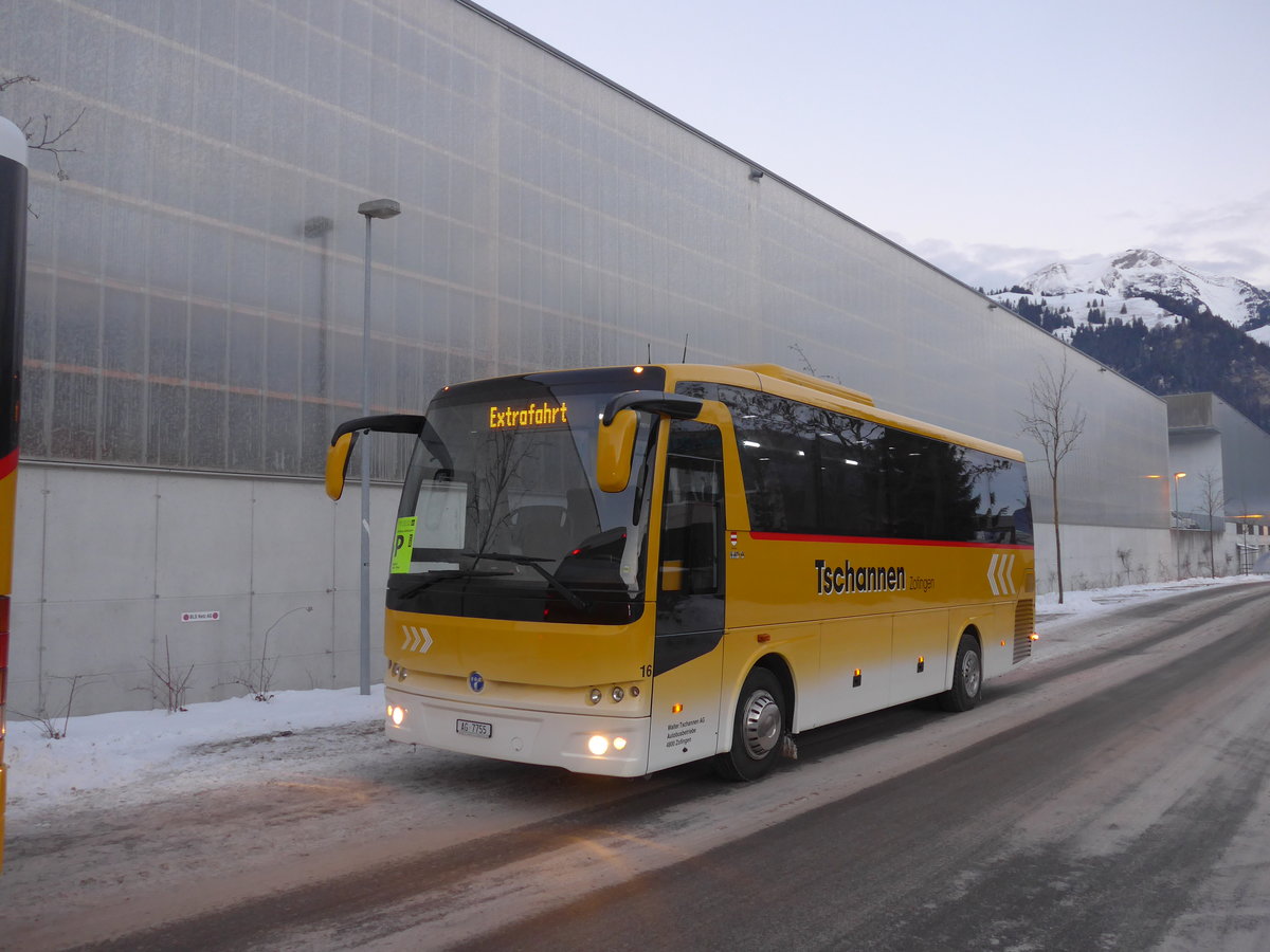 (177'610) - Tschannen, Zofingen - Nr. 16/AG 7755 - Temsa am 7. Januar 2017 beim Bahnhof Frutigen