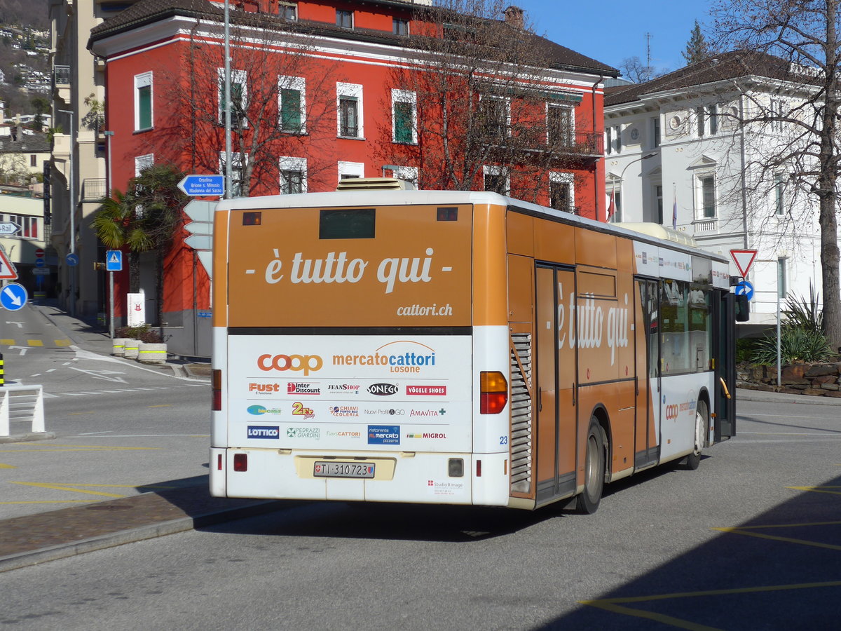 (178'372) - FART Locarno - Nr. 23/TI 310'723 - Mercedes am 7. Februar 2017 beim Bahnhof Locarno