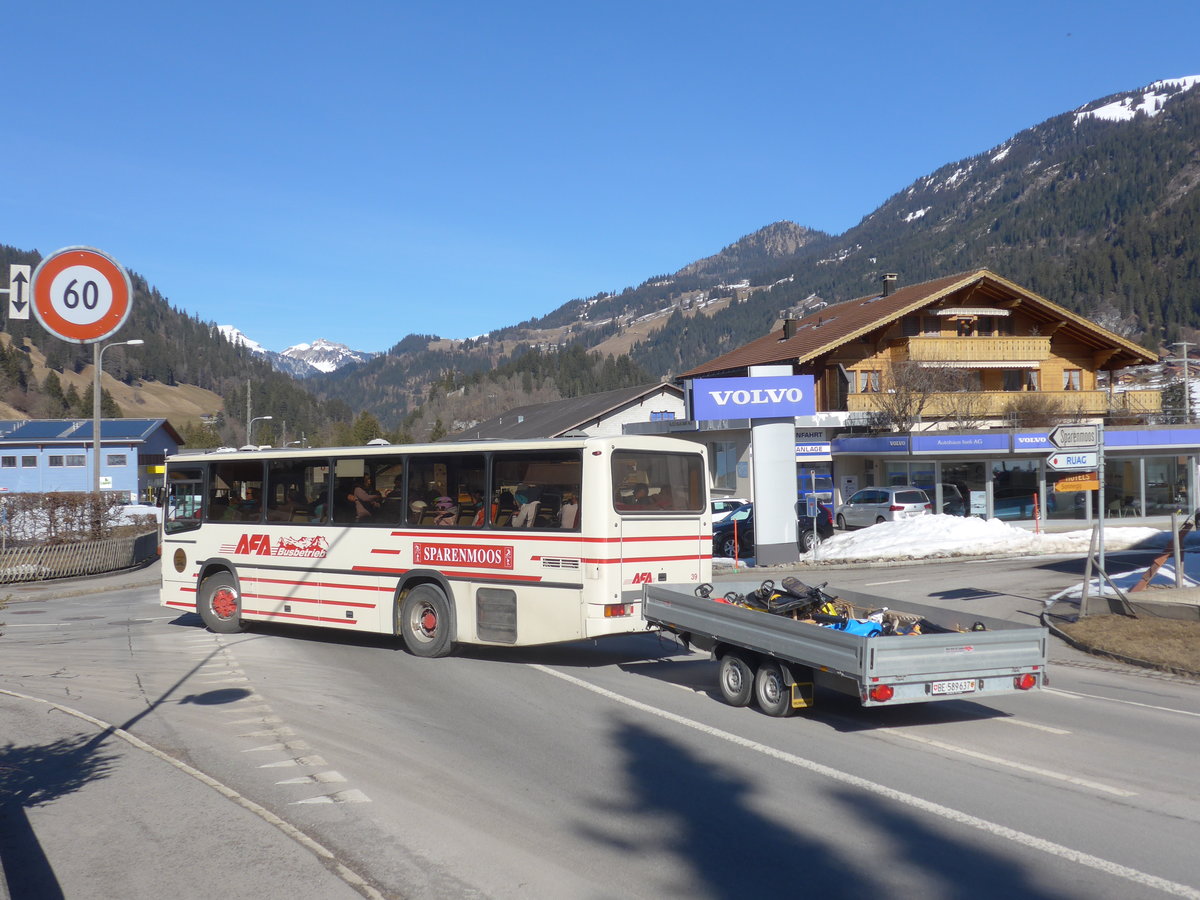 (178'660) - AFA Adelboden - Nr. 39/BE 25'753 - NAW/R&J (ex Nr. 18; ex Autopostale, Mendrisio Nr. 38; ex Piotti, Balerna Nr. 38; ex AAGI Interlaken Nr. 38; ex Schmocker, Beatenberg Nr. 3) am 19. Februar 2017 in Zweisimmen, Thunstrasse