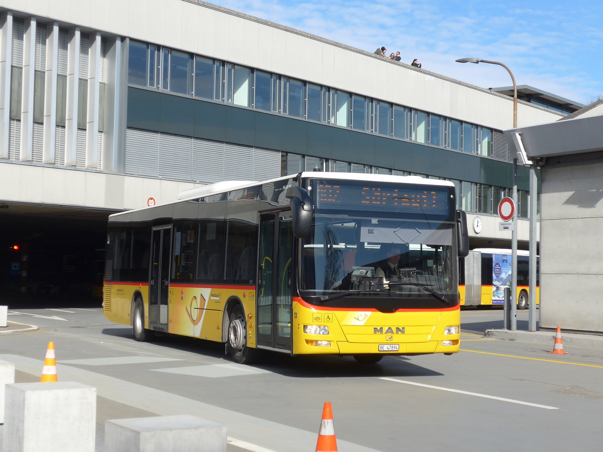 (178'721) - Steiner, Ortschwaben - Nr. 13/BE 47'894 - MAN am 20. Februar 2017 in Bern, Postautostation