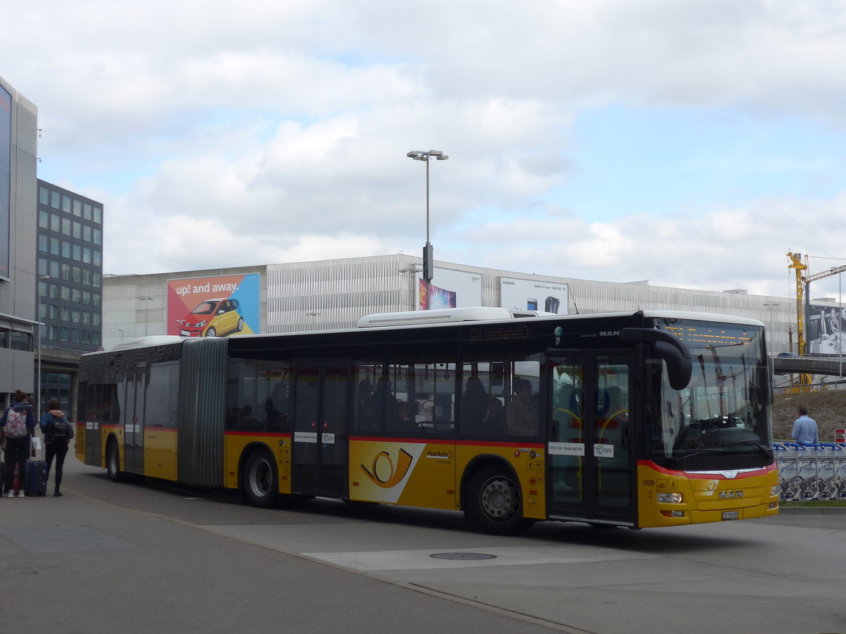 (179'099) - PostAuto Z�rich - Nr. 308/ZH 780'689 - MAN am 20. M�rz 2017 in Z�rich, Flughafen