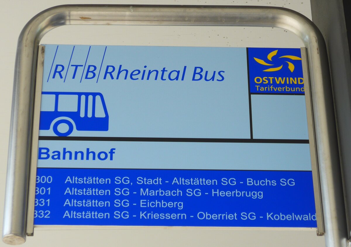(180'252) - RTB-Haltestellenschild - Altst�tten, Bahnhof - am 21. Mai 2017