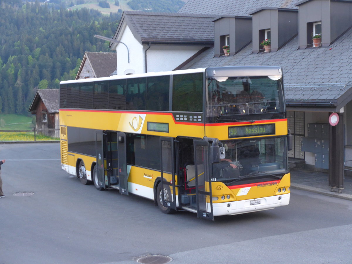 (180'290) - PostAuto Ostschweiz - SG 296'225 - Neoplan am 21. Mai 2017 in Wildhaus, Dorf