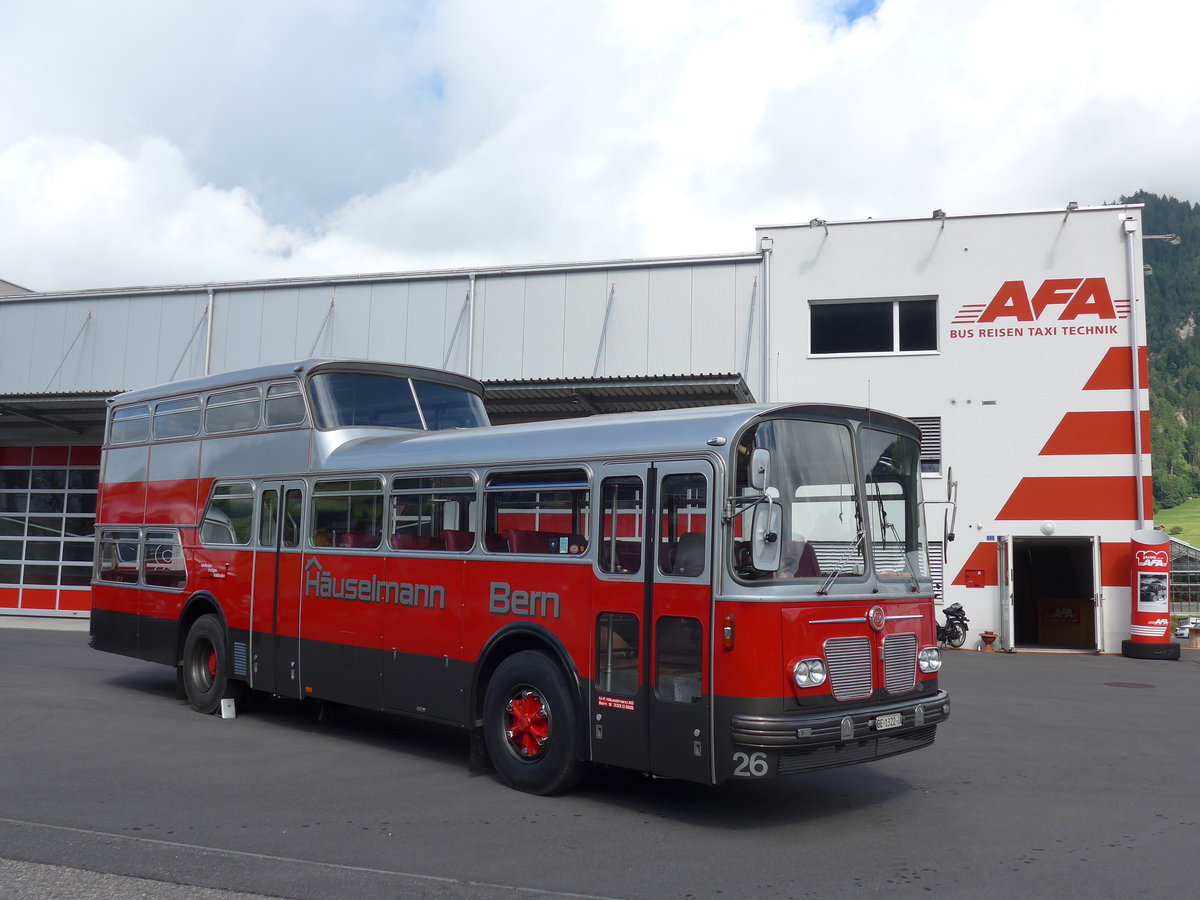 (181'621) - H�uselmann, Bern - Nr. 26/BE 1322 U - FBW/Vetter-R&J Anderthalbdecker (ex AFA Adelboden Nr. 9) am 1. Juli 2017 in Frutigen, Garage
