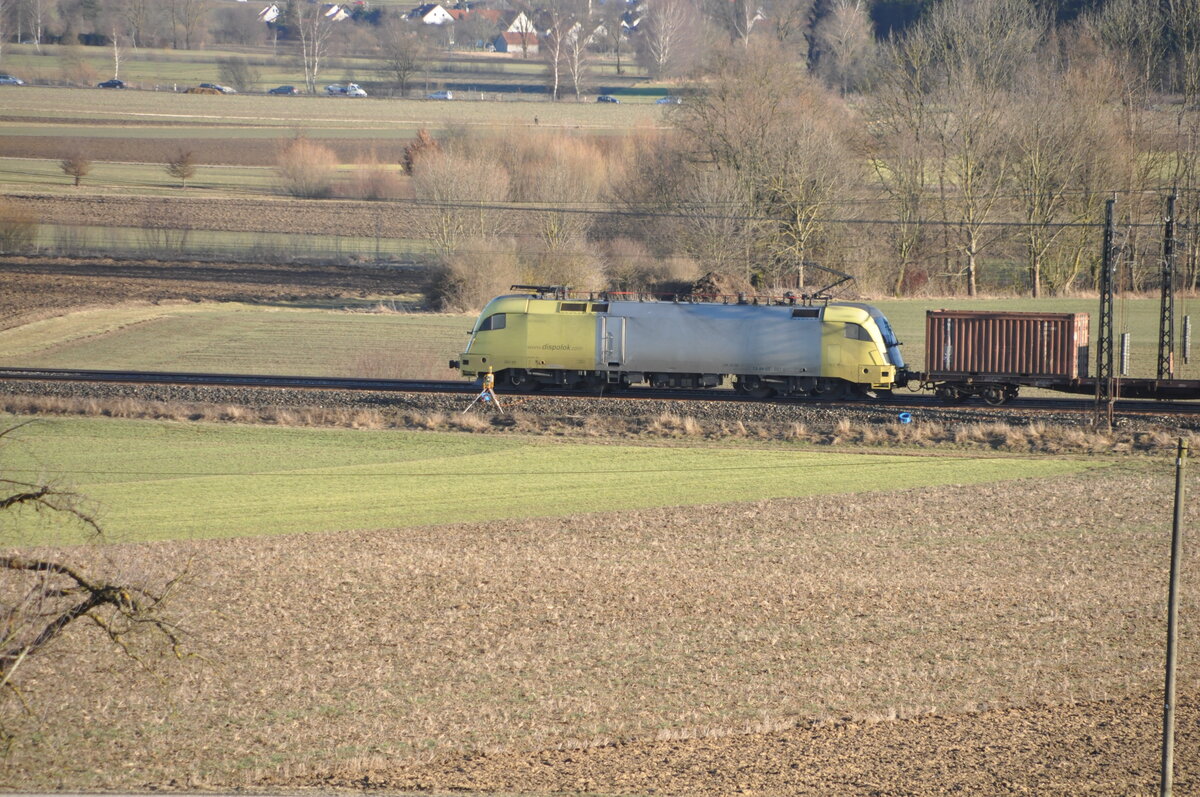 182 537-1 mit Containerzug bei Neu-Ulm Pfuhl am 01.03.2010.