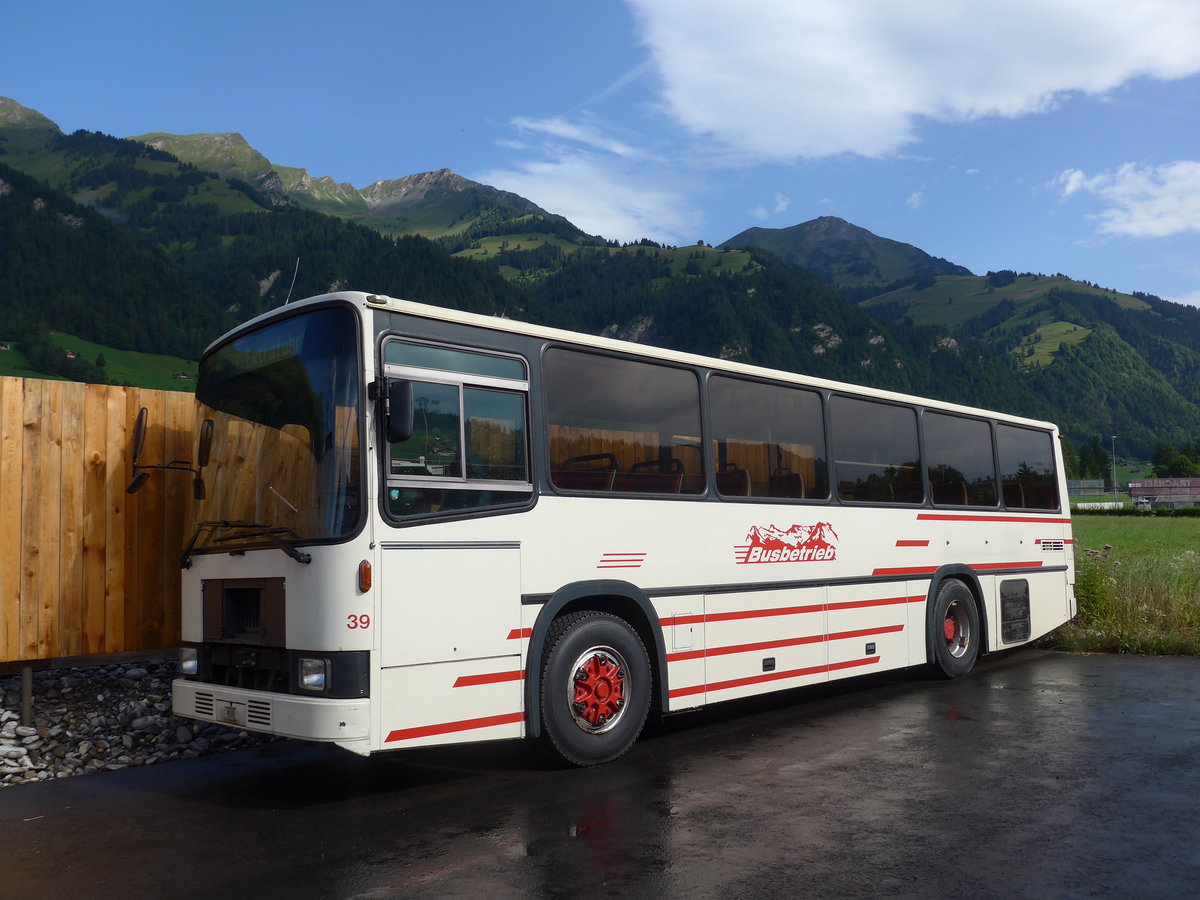 (182'442) - AFA Adelboden - Nr. 39 - NAW/R&J (ex Nr. 18; ex Autopostale, Mendrisio Nr. 38; ex Piotti, Balerna Nr. 38; ex AAGI Interlaken Nr. 38; ex Schmocker, Beatenberg Nr. 3) am 31. Juli 2017 in Frutigen, Garage