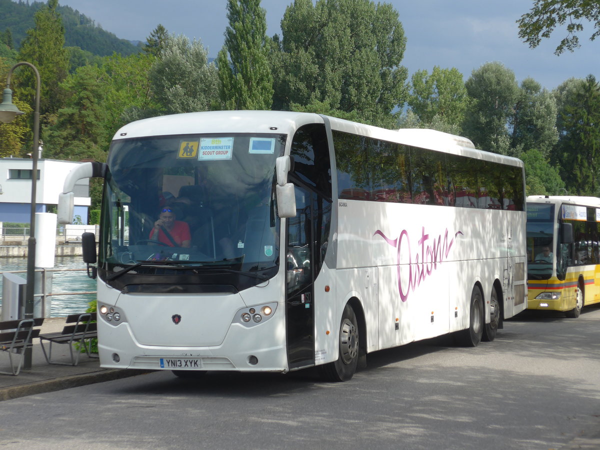 (182'465) - Aus England: Astons, Worcester - YN13 XYK - Scania am 31. Juli 2017 bei der Schifflndte Thun