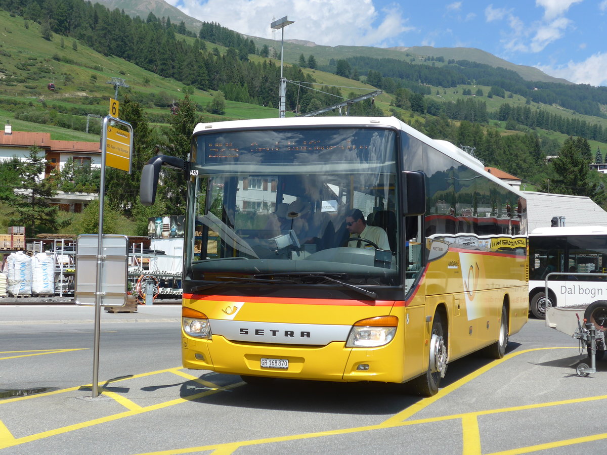 (182'758) - PostAuto Graub�nden - GR 168'870 - Setra (ex Heim, Flums) am 5. August 2017 beim Bahnhof Scuol-Tarasp