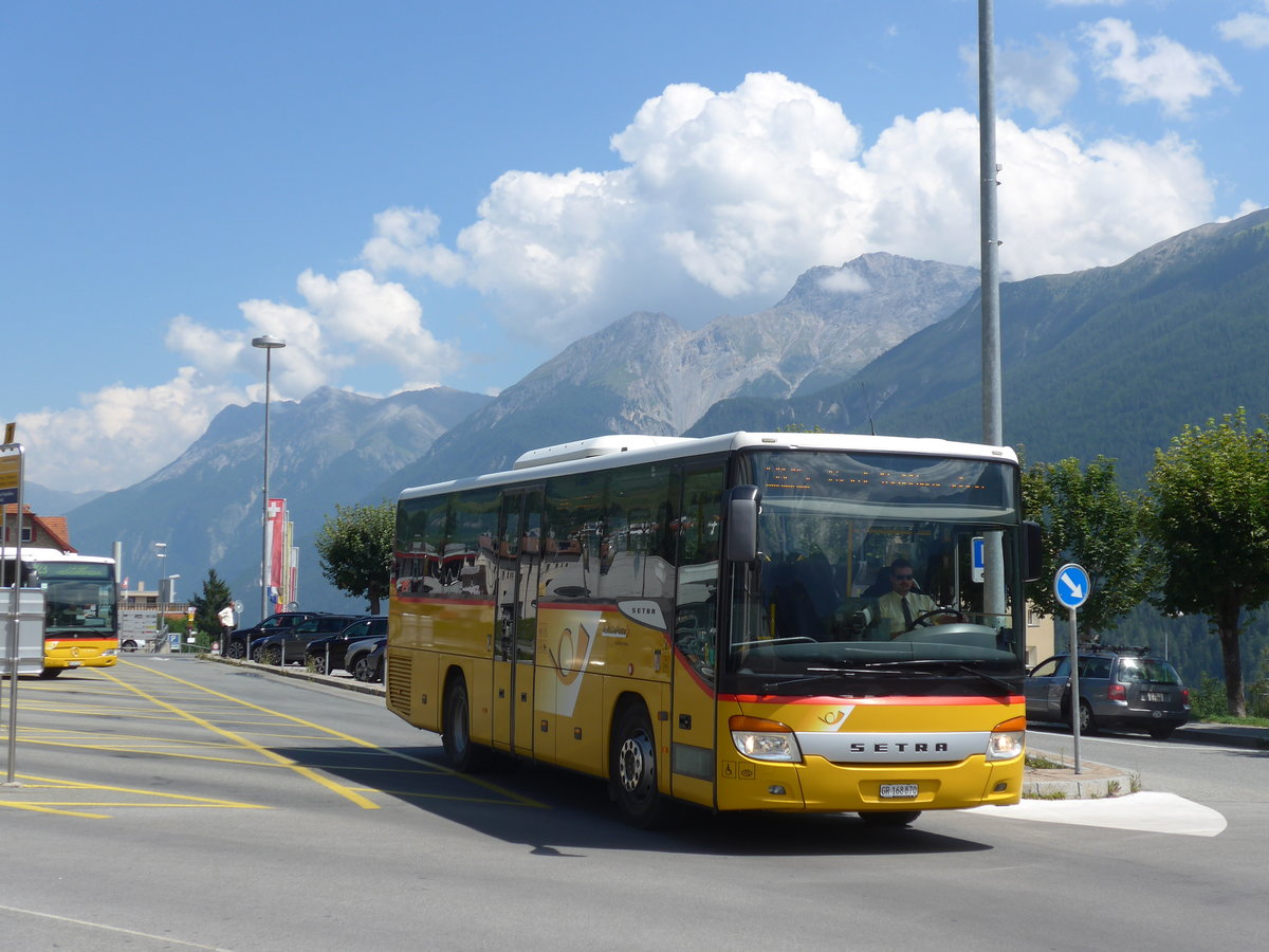 (182'763) - PostAuto Graub�nden - GR 168'870 - Setra (ex Heim, Flums) am 5. August 2017 beim Bahnhof Scuol-Tarasp