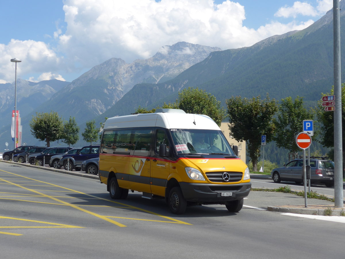 (182'765) - PostAuto Graubnden - GR 78'339 - Mercedes (ex Graf, Brail) am 5. August 2017 beim Bahnhof Scuol-Tarasp