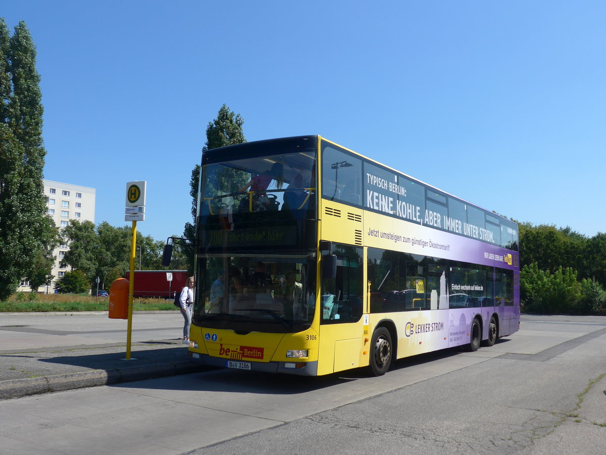 (183'340) - BVG Berlin - Nr. 3106/B-V 3106 - MAN am 10. August 2017 in Berlin, Michelangelostrasse