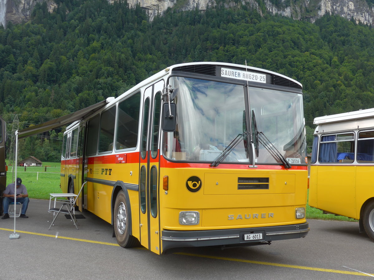 (183'548) - Gloor, Staufen - AG 6013 - Saurer/Hess (ex ALMAT, Tagelswangen; ex P 26'516) am 19. August 2017 in Unterbach, Rollfeld