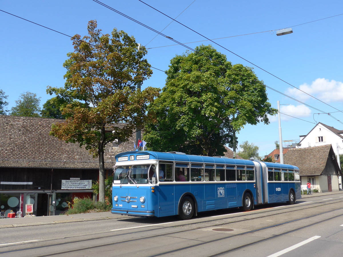 (183'720) - VBZ Zrich (TMZ) - Nr. 540/ZH 315'491 - Saurer/Saurer (ex Nr. 7540; ex Nr. 540) am 20. August 2017 in Zrich, Burgwies