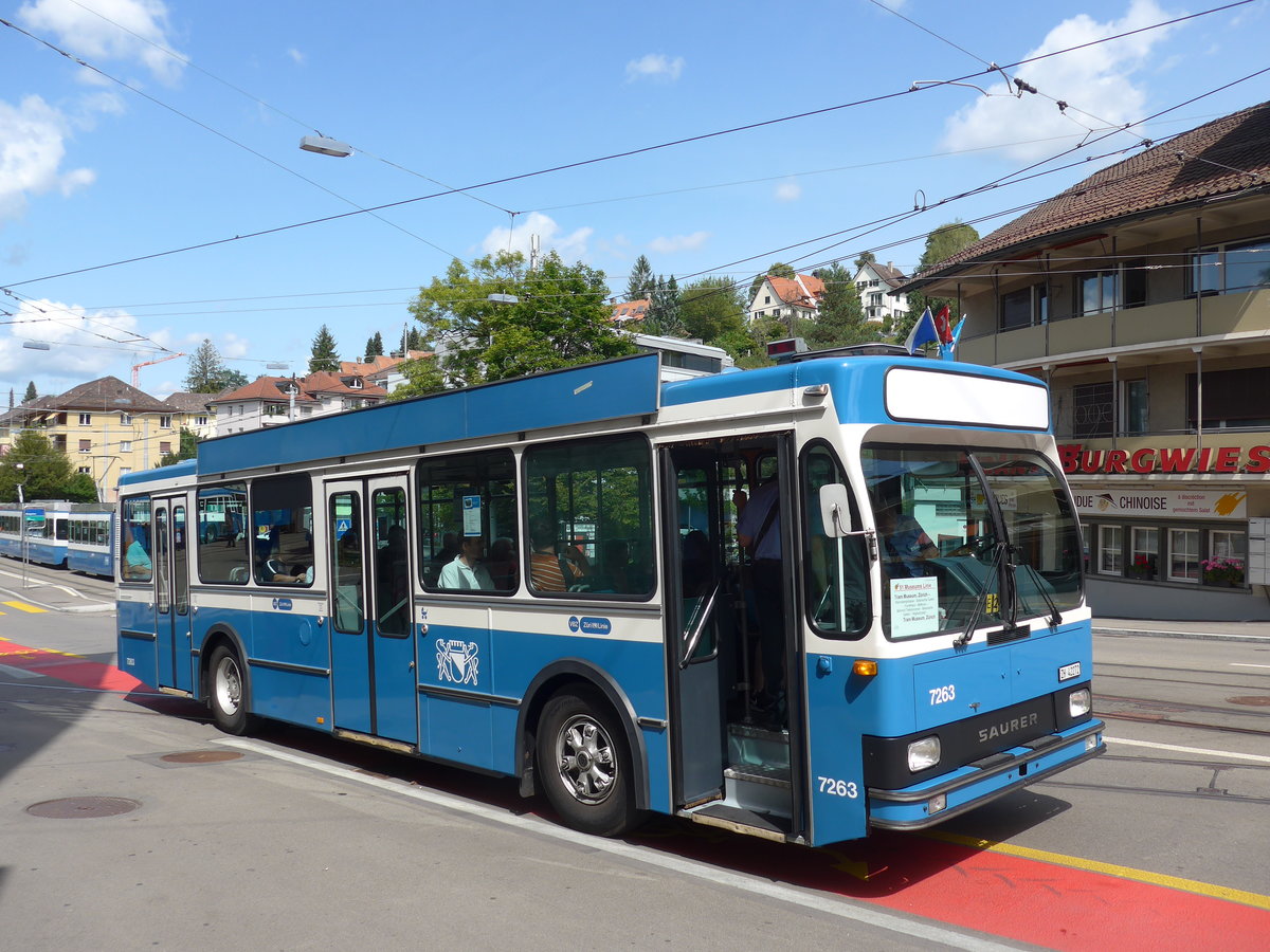 (183'731) - VBZ Z�rich - Nr. 7263/ZH 42'272 - Saurer/R&J (ex Nr. 473; ex Nr. 9017; ex Nr. 263) am 20. August 2017 in Z�rich, Burgwies