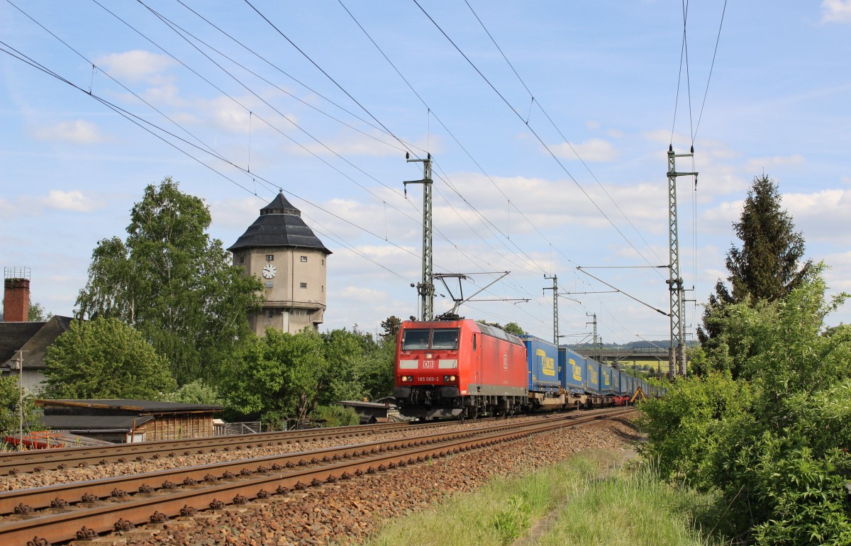 185 069-2 zu sehen am 17.05.15 bei der Ausfahrt in Saalfeld/Saale.