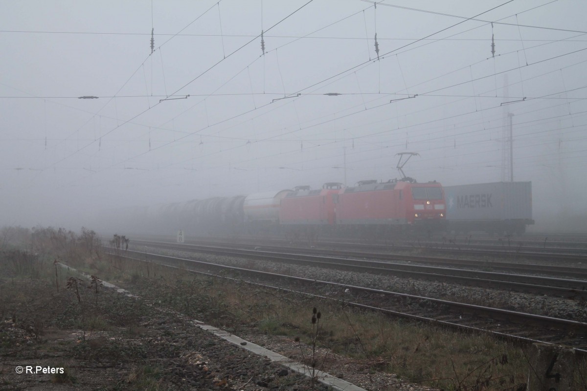 185 156 + 145 009 mit einem Kesselzug in Leipzig Schönefeld.29.03.14