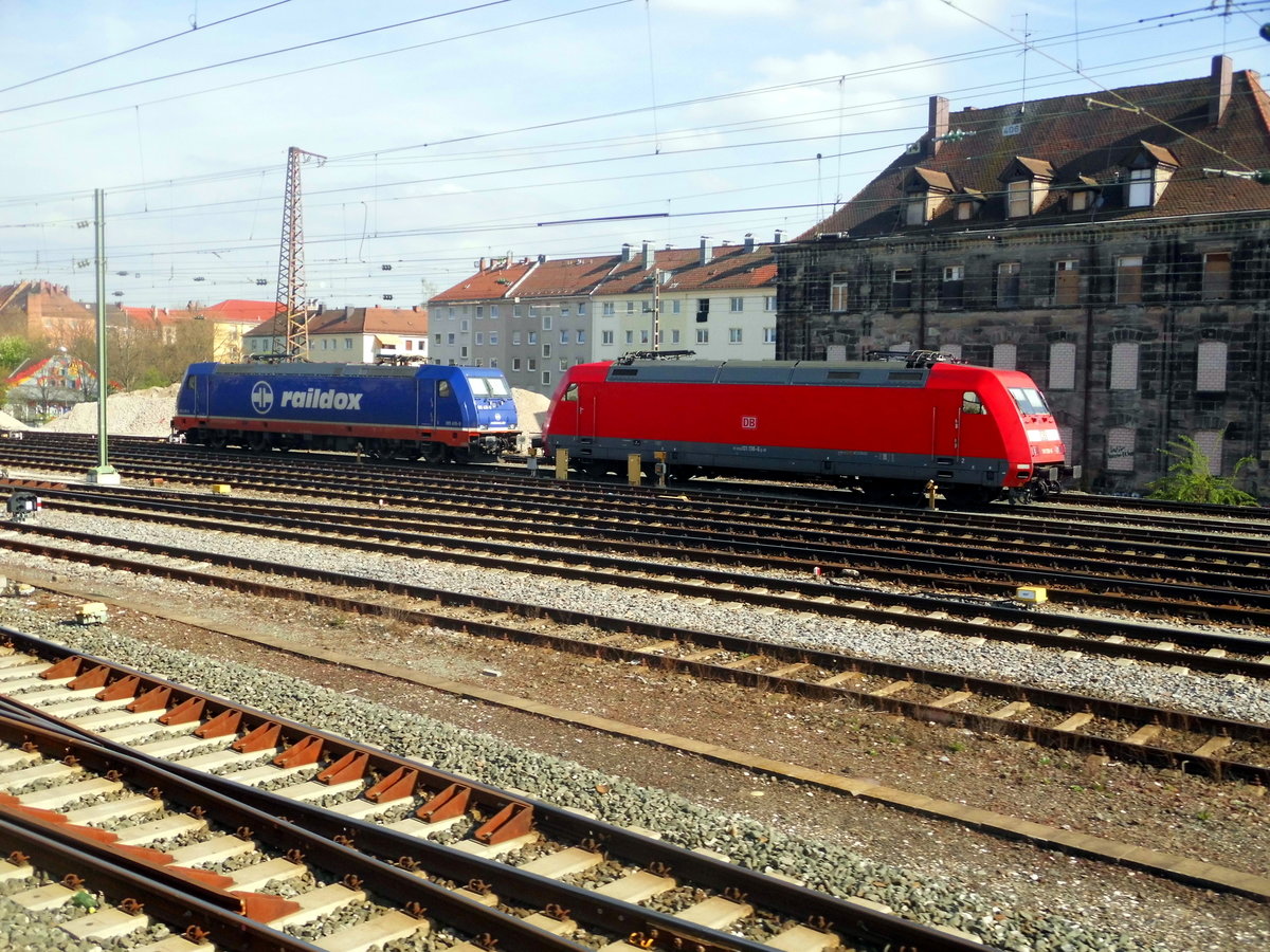 185 419 von Raildox und 101 138 abgestellt in N�rnberg am 8.4.17