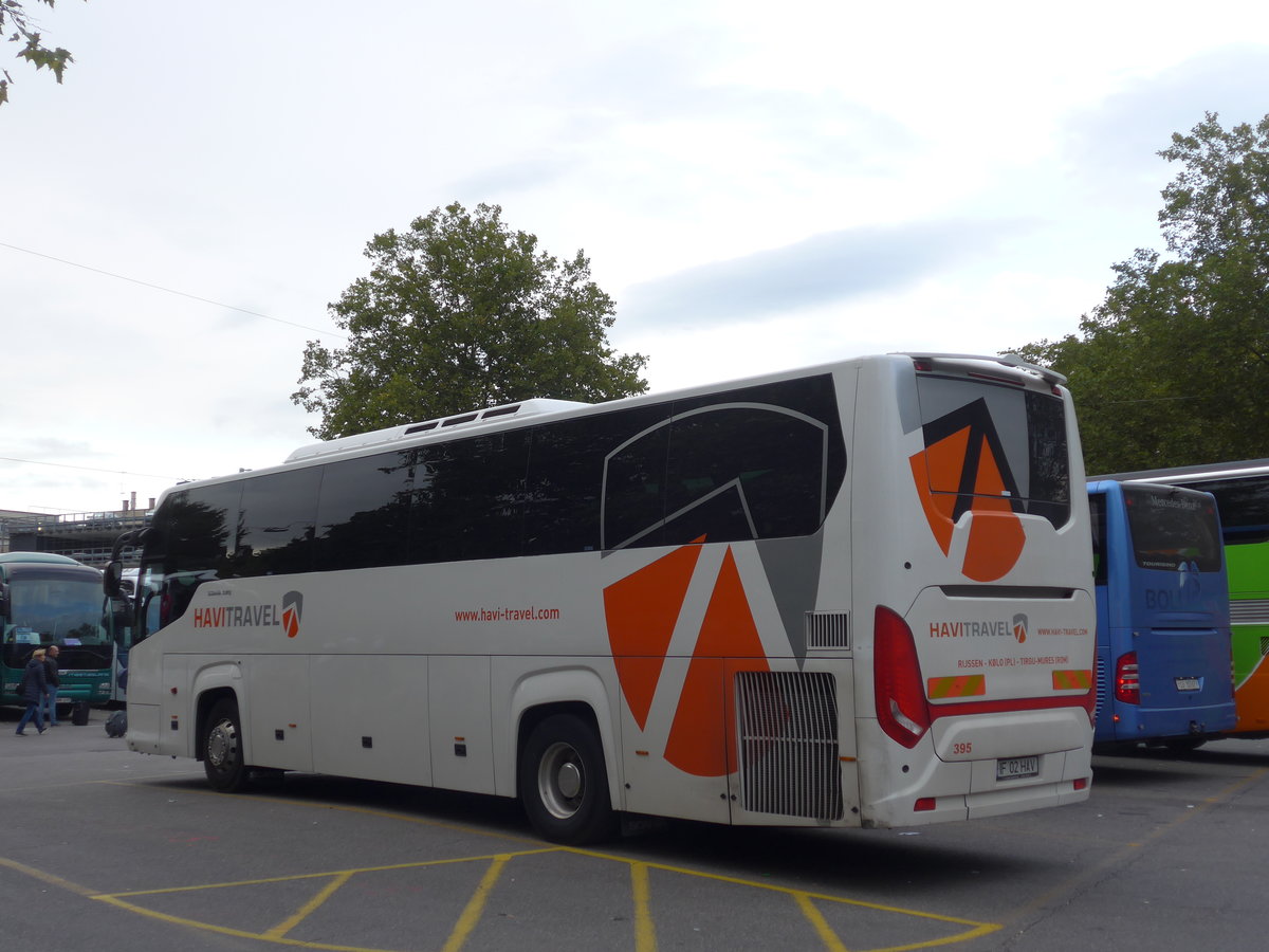 (185'071) - Aus Rum�nien: Havi Travel, Tirgu Mures - Nr. 395/IF 02 HAV - Scania/Higer am 16. September 2017 in Z�rich, Sihlquai
