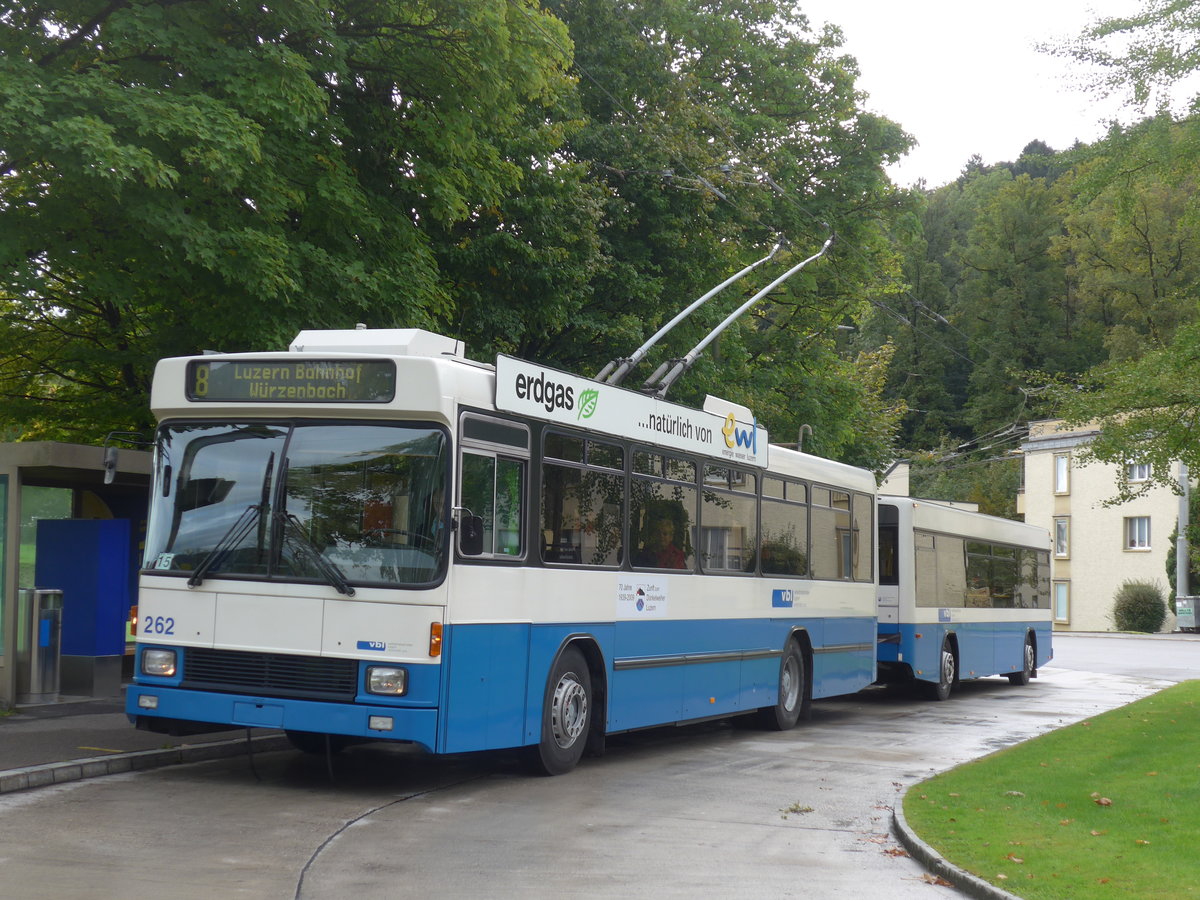 (185'149) - VBL Luzern - Nr. 262 - NAW/R&J-Hess Trolleybus am 18. September 2017 in Luzern, Hirtenhof