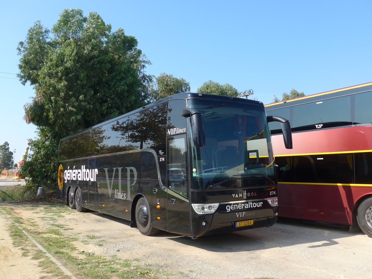 (185'650) - Aus Luxemburg: G�n�raltour, Luxembourg - Nr. 274/GT 264 - Van Hool am 29. September 2017 in Roses, Carparkplatz