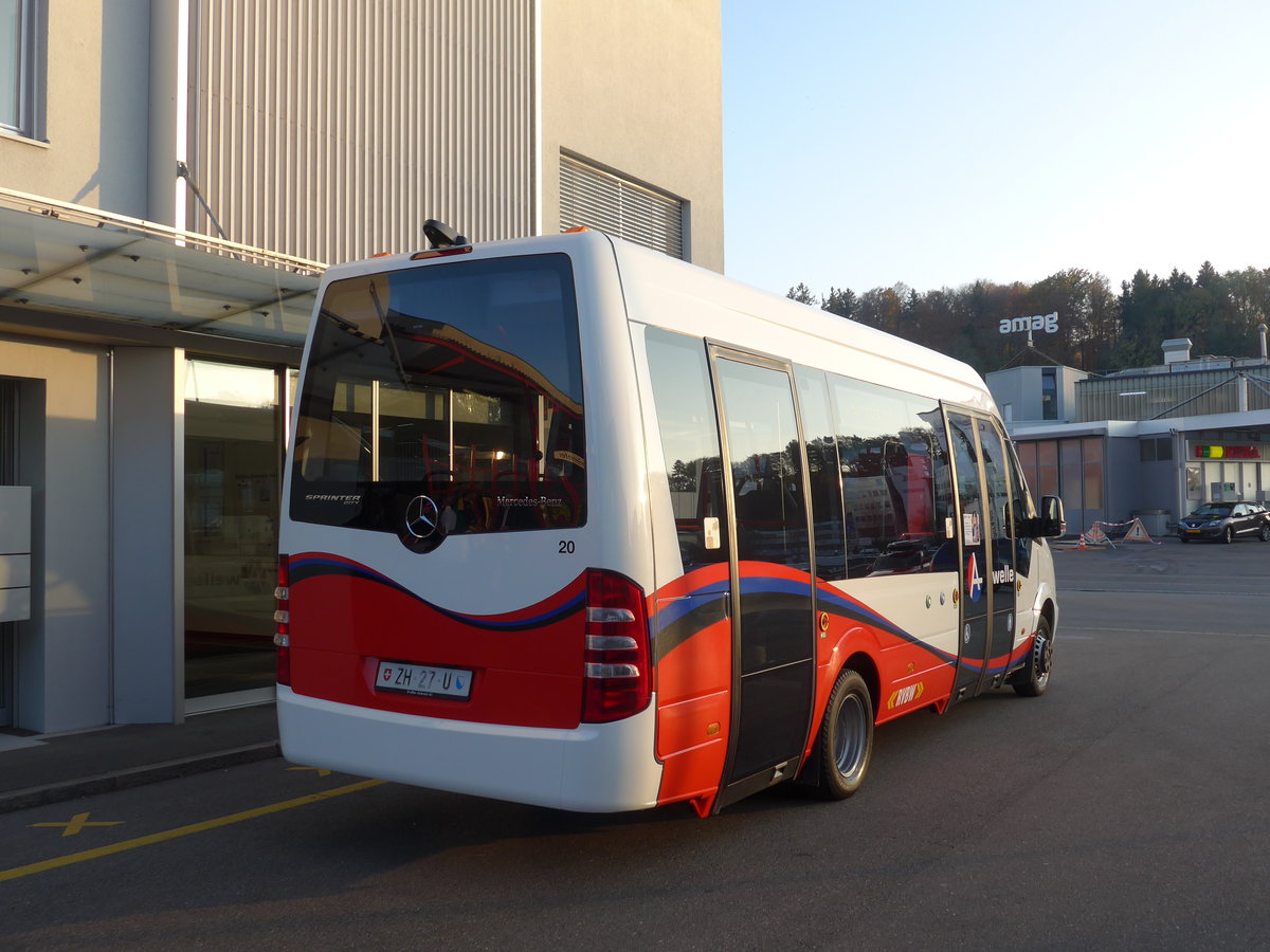 (186'241) - RVBW Wettingen - Nr. 20/ZH 27 U - Mercedes am 3. November 2017 in Kloten, EvoBus