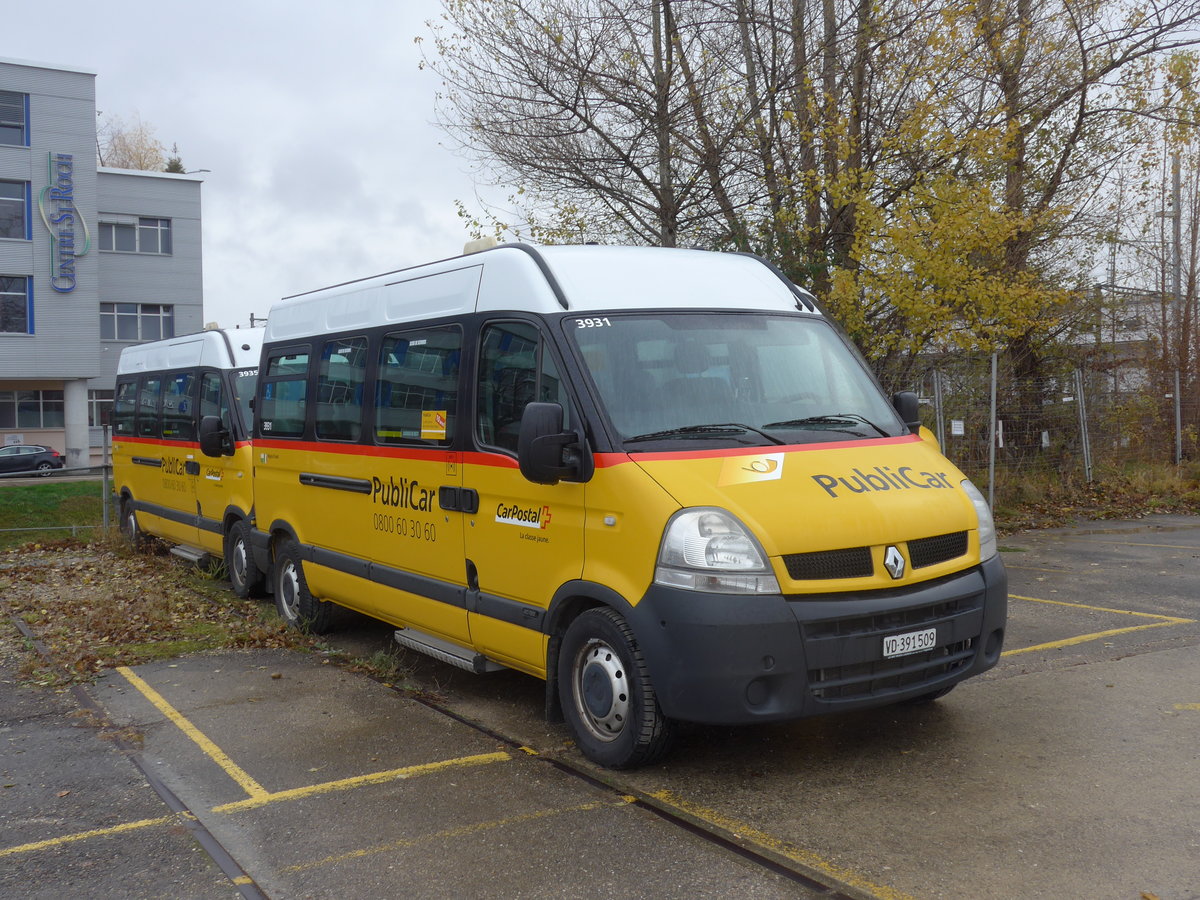 (186'645) - CarPostal Ouest - VD 391'509 - Renault am 25. November 2017 in Yverdon, Garage