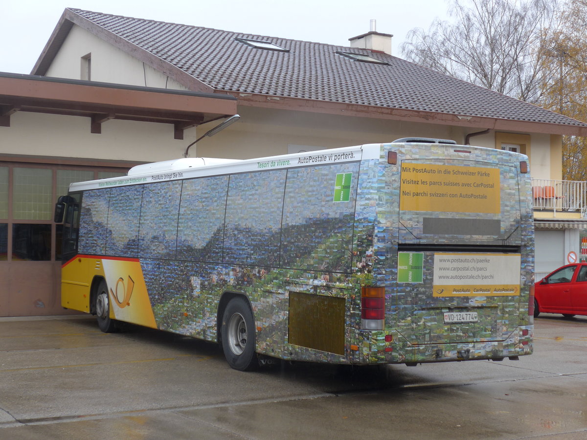 (186'665) - CarPostal Ouest - VD 124'774 - Volvo am 25. November 2017 in Yverdon, Garage