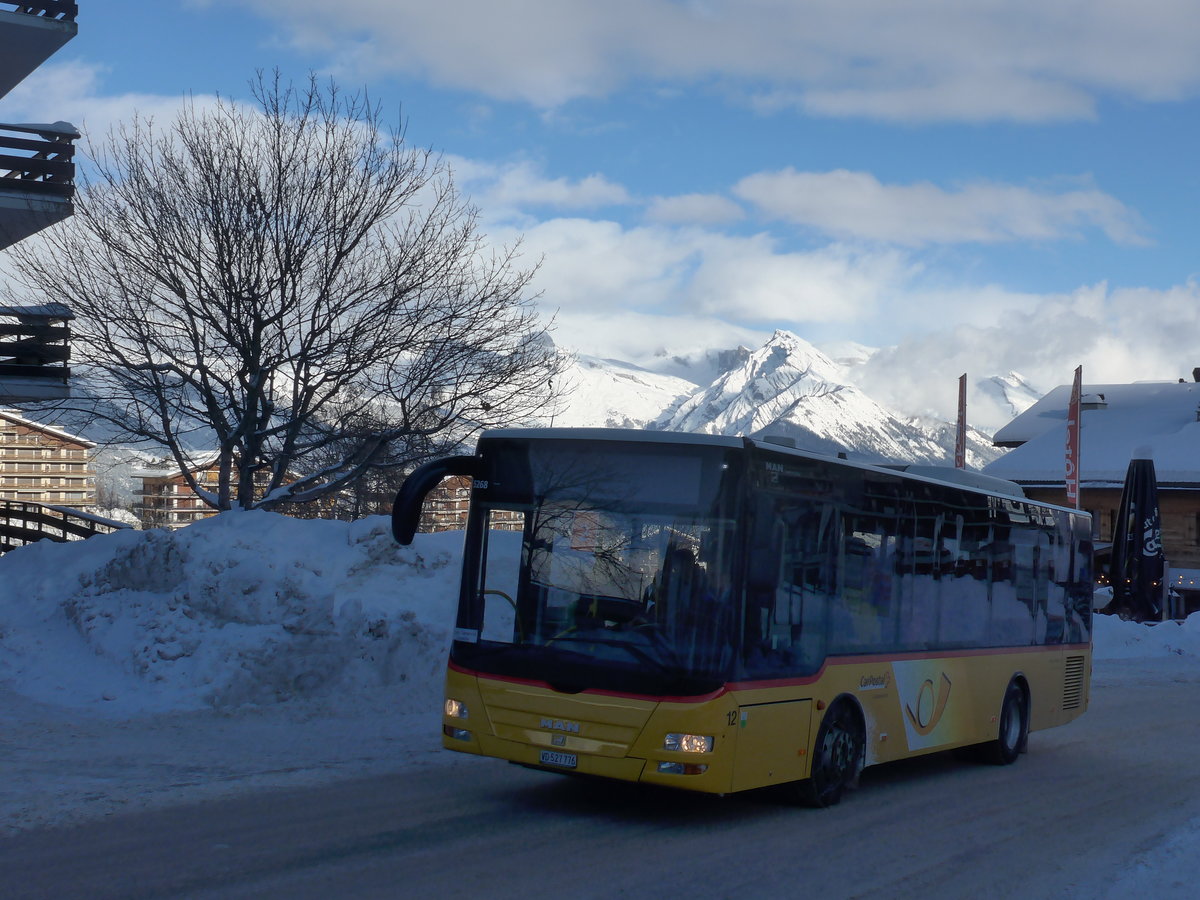 (186'999) - MOB Montreux - Nr. 12/VD 527'776 - MAN/Gppel am 17. Dezember 2017 in Haute-Nendaz, Tlcabine (Einsatz Lathion)