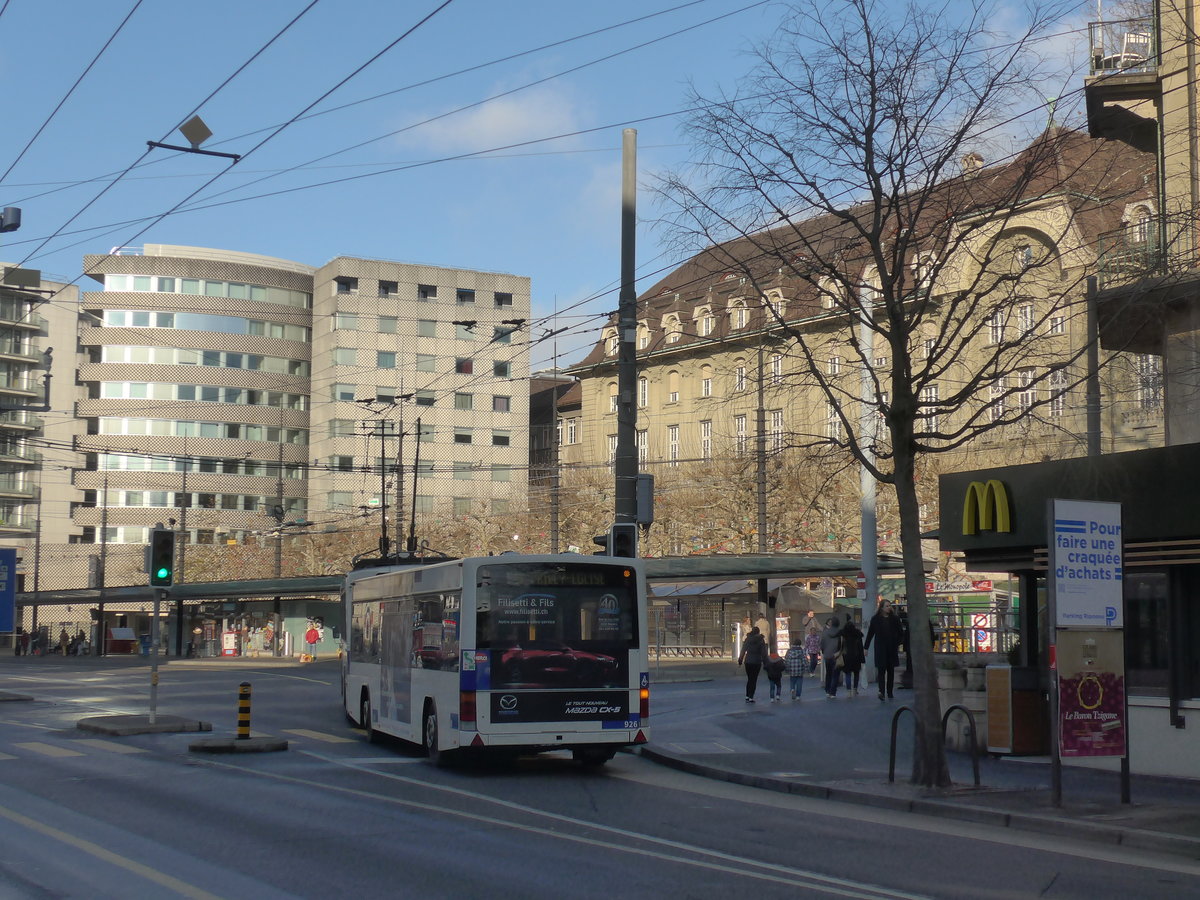 (187'147) - TL Lausanne - Nr. 926 - Lanz+Marti/Hess Personenanh�nger am 23. Dezember 2017 in Lausanne, Chauderon