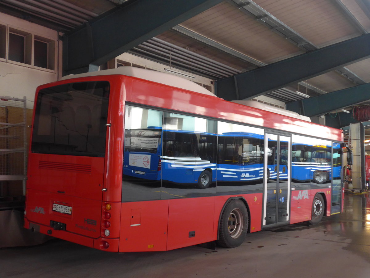 (187'761) - AFA Adelboden - Nr. 55/BE 611'055 - Scania/Hess am 7. Januar 2018 in Adelboden, Busstation