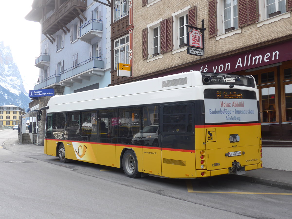 (188'269) - PostAuto Bern - BE 474'560 - Hess am 5. Februar 2018 beim Bahnhof Lauterbrunnen