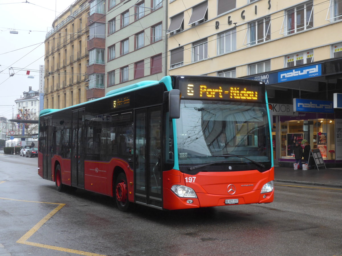 (188'659) - VB Biel - Nr. 197/BE 821'197 - Mercedes am 15. Februar 2018 beim Bahnhof Biel