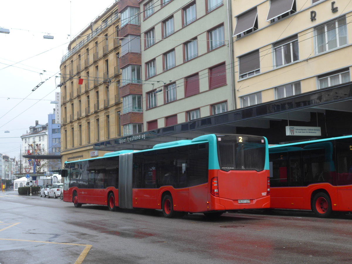 (188'694) - VB Biel - Nr. 167/BE 821'167 - Mercedes am 15. Februar 2018 beim Bahnhof Biel