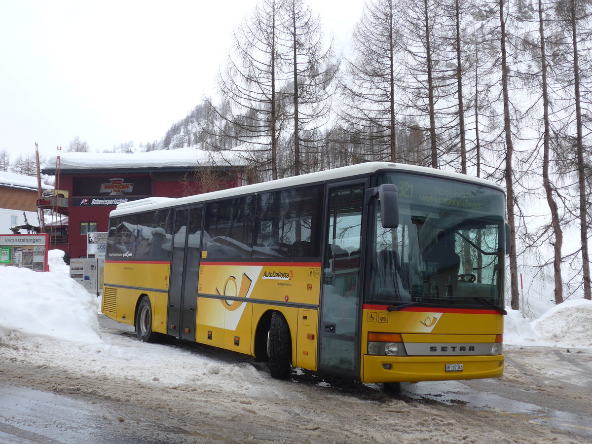 (188'763) - PostAuto Graubnden - GR 102'346 - Setra am 16. Februar 2018 in Samnaun, Post