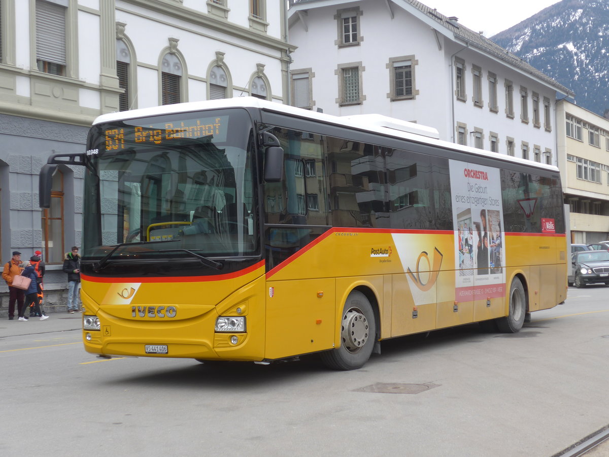 (189'059) - PostAuto Wallis - VS 441'406 - Iveco am 3. M�rz 2018 beim Bahnhof Brig