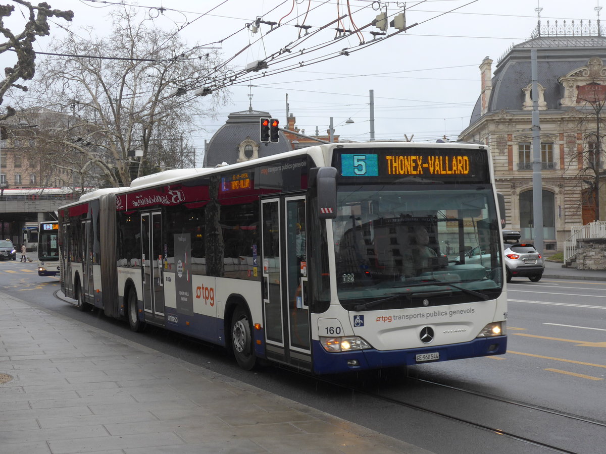 (189'160) - TPG Gen�ve - Nr. 160/GE 960'544 - Mercedes am 12. M�rz 2018 in Gen�ve, Place des Vingt-Deux-Cantons