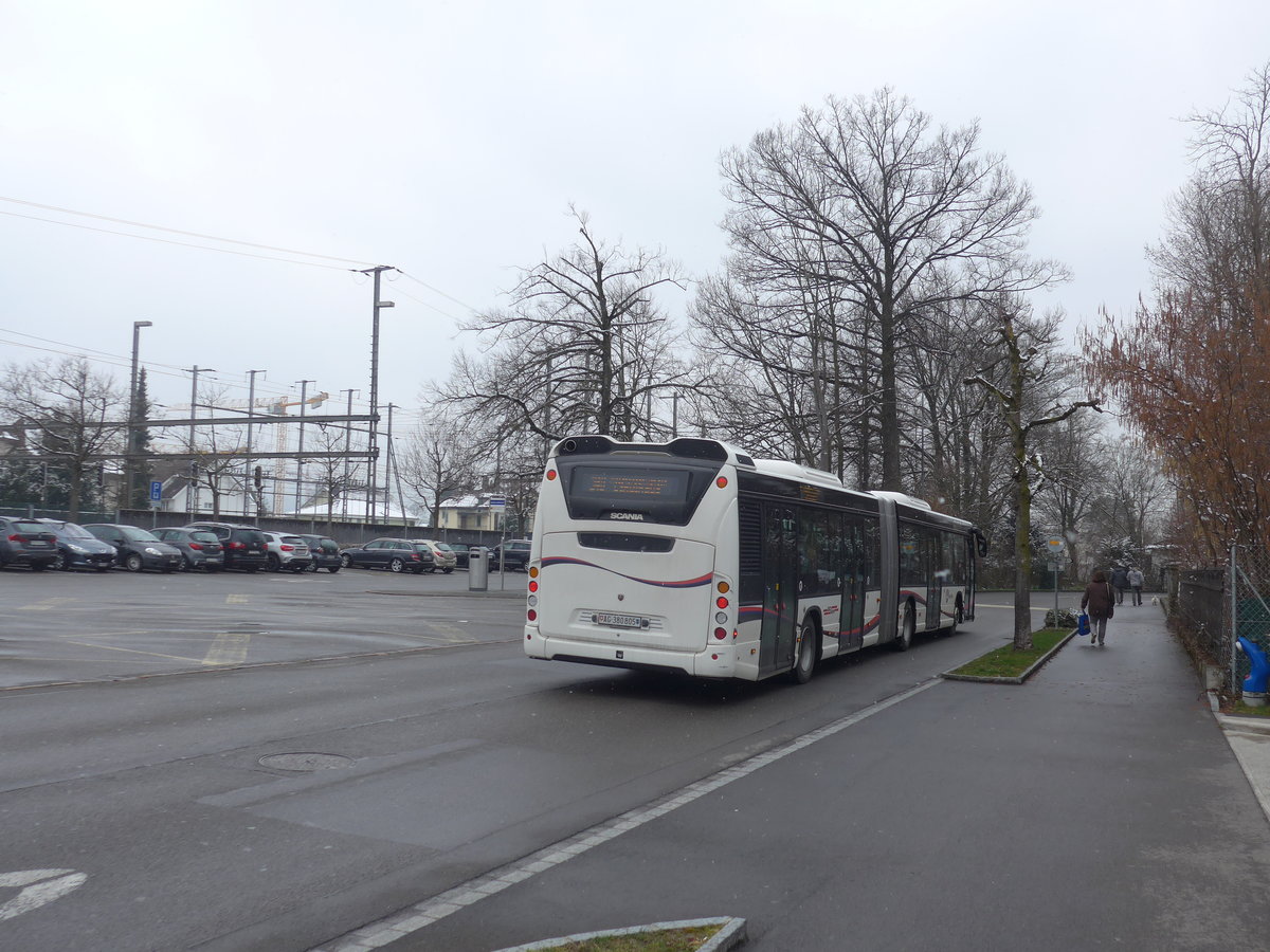 (189'517) - Limmat Bus, Dietikon - AG 380'805 - Scania am 19. M�rz 2018 beim Bahnhof Wohlen