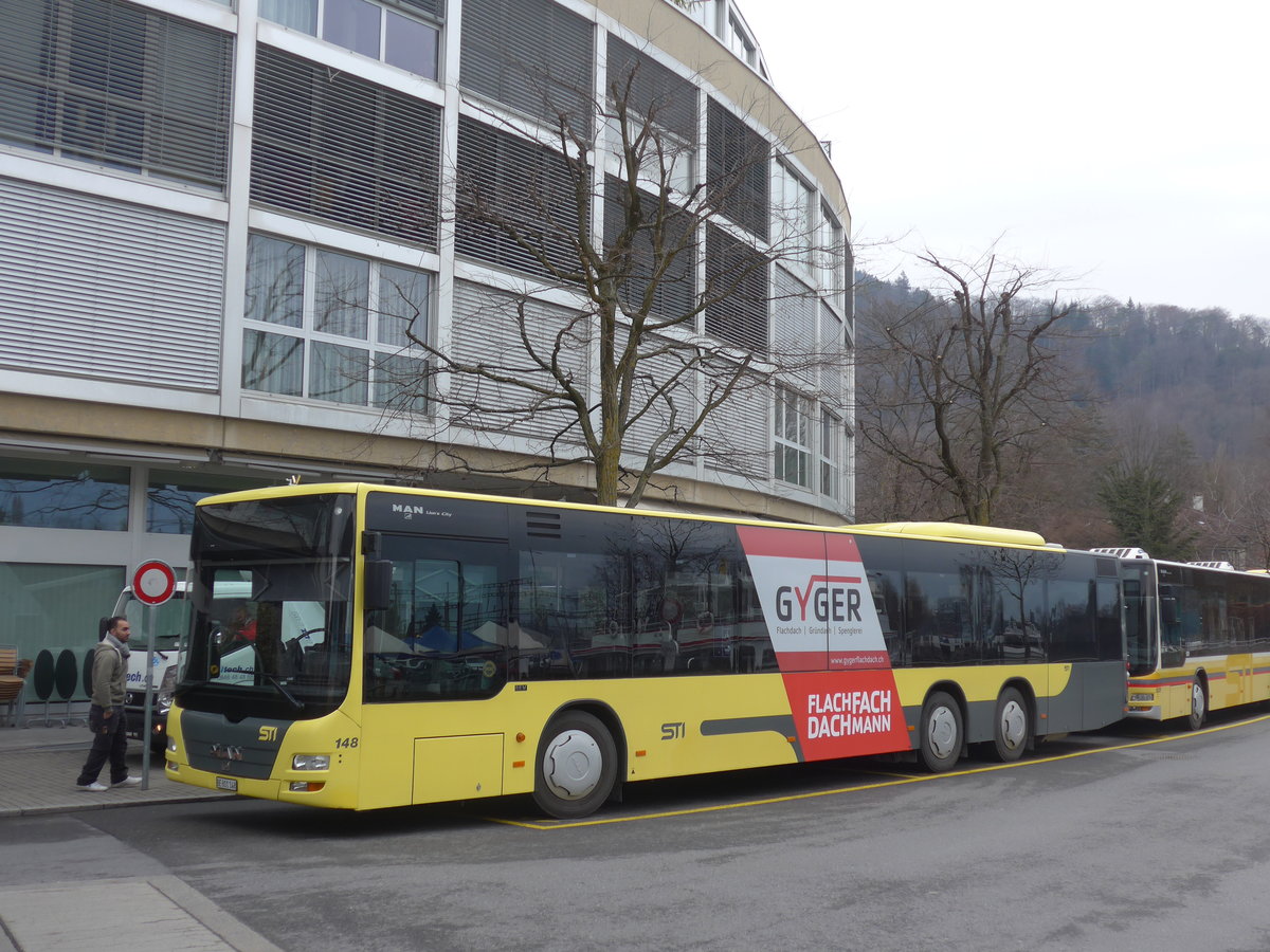 (189'607) - STI Thun - Nr. 148/BE 801'148 - MAN am 26. Mrz 2018 bei der Schifflndte Thun