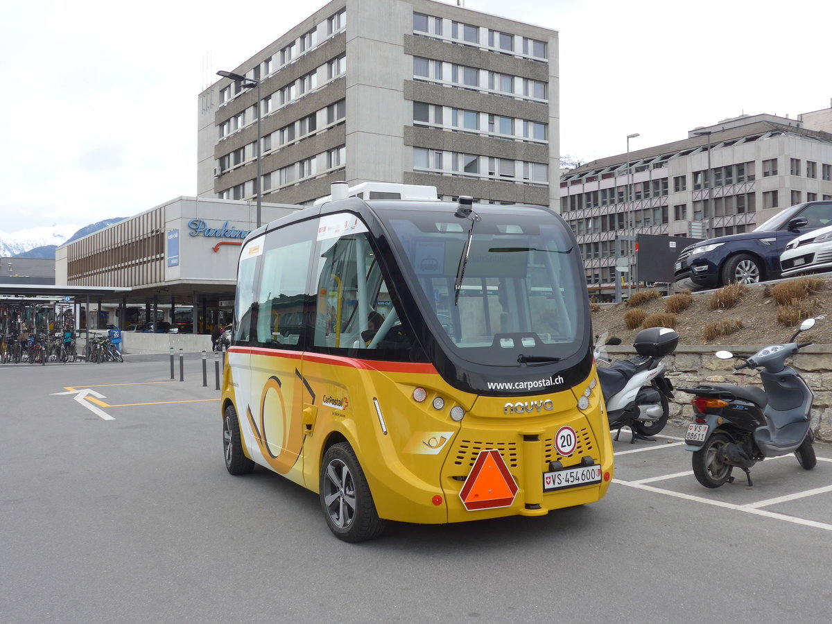 (189'764) - PostAuto Wallis - VS 454'600 - Navya am 30. M�rz 2018 beim Bahnhof Sion